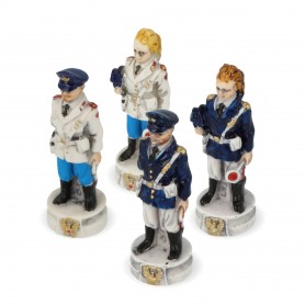 Chess pieces Police State and Municipal Police in alabaster and resin painted by hand