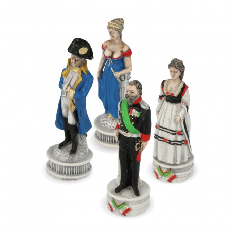 Chess pieces Savoy vs Bourbons in hand painted alabaster and resin