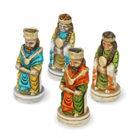 Chess pieces Frederick Barbarossa in hand-painted alabaster and resin