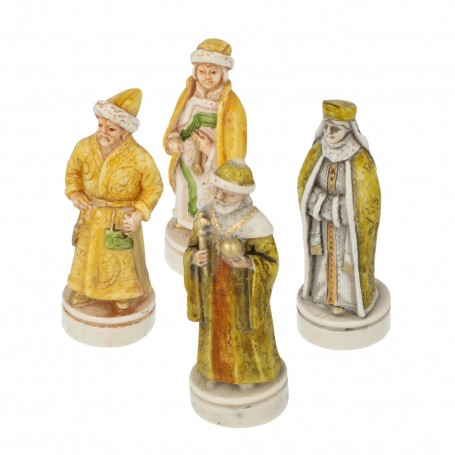 Chess pieces Battle of Kazan in alabaster and hand-painted resin