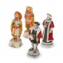 Chess pieces Spaniard against Incas in alabaster and hand-painted resin