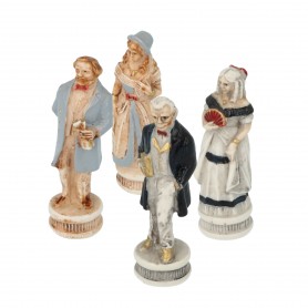 Chess pieces American Civil War in alabaster and resin painted by hand