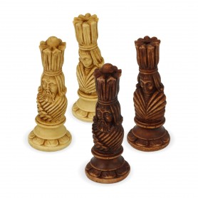 Chess pieces Art Nouveau in hand painted alabaster and resin