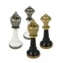 Classic Staunton chess pieces in zamak and black and white lacquered wood, hand finished