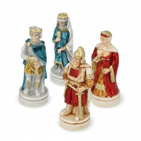 Chess pieces Battle of Cornwall in alabaster and hand-painted resin