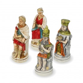 Chess pieces Cleopatra and Caesar in hand painted alabaster and resin