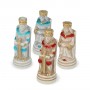 Chess pieces Middle Ages in hand painted alabaster and resin