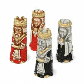 Chess pieces stylized Crusaders in hand painted alabaster and resin
