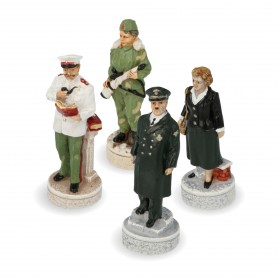 Chesspieces World War - Hitler Vs Stalin in hand painted alabaster and resin