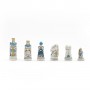 Chess pieces Middle Ages in hand painted alabaster and resin