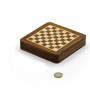 Squared magnetic chess set in natural wood - with drawer and checkers
