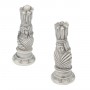 Chess pieces Art Nouveau in hand painted alabaster and resin