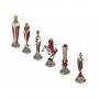 Chess pieces Florentine Renaissance zama metal surface with arabesque painted by hand.