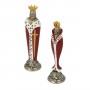 Chess pieces Florentine Renaissance zama metal surface with arabesque painted by hand.