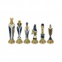 Chess pieces Florentine Renaissance zama metal surface with arabesque painted by hand.