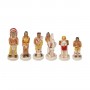 Chess pieces Wild West Cowboy against Indians in alabaster and resin hand painted.