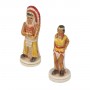 Chess pieces Wild West Cowboy against Indians in alabaster and resin hand painted.