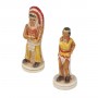 Chess pieces Wild West Cowboy against Indians in alabaster and resin hand painted.