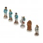 Chess pieces Wild West Cowboy against Indians in alabaster and resin hand painted.