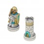 Chess pieces Frederick Barbarossa in hand-painted alabaster and resin