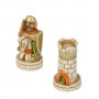 Chess pieces Frederick Barbarossa in hand-painted alabaster and resin