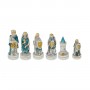 Chess pieces Battle of Cornwall in alabaster and hand-painted resin