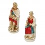 Chess pieces Cleopatra and Caesar in hand painted alabaster and resin