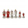 Chess pieces The Battle of Camelot in hand painted alabaster and resin