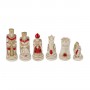 Chess pieces Middle Ages in hand painted alabaster and resin