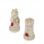 Chess pieces Middle Ages in hand painted alabaster and resin