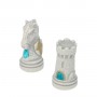 Chess pieces Middle Ages in hand painted alabaster and resin