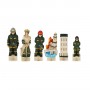Chess pieces Italian Fire Department “yesterday and today” in hand painted alabaster and resin