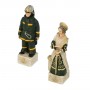 Chess pieces Italian Fire Department “yesterday and today” in hand painted alabaster and resin