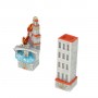 Chess pieces Italian Fire Department “yesterday and today” in hand painted alabaster and resin