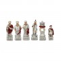 Chess pieces Battle of Actium - Romans vs Egyptians in hand painted alabaster and resin