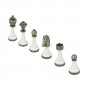 Classic Staunton chess pieces in zamak and black and white lacquered wood, hand finished