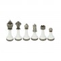 Classic Staunton chess pieces in zamak and black and white lacquered wood, hand finished