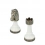 Classic Staunton chess pieces in zamak and black and white lacquered wood, hand finished